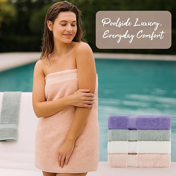 BolBom Towels 4 Pack Medium Bath Towel Set, 27“X54” Inches, 500 GSM 100% Ring - Image 5