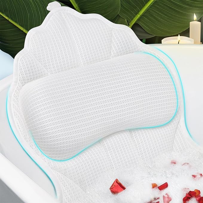 Poemland Bath Pillow for Tub, Luxury Bath Pillow Soft 4d Mesh, Bathtub Pillow by poemland