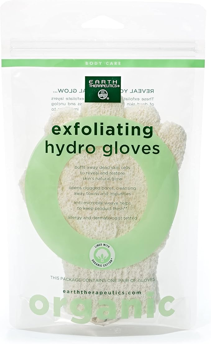 Earth Therapeutics Organic Cotton Exfoliating Gloves 1 Pack by EarthTherapeutics