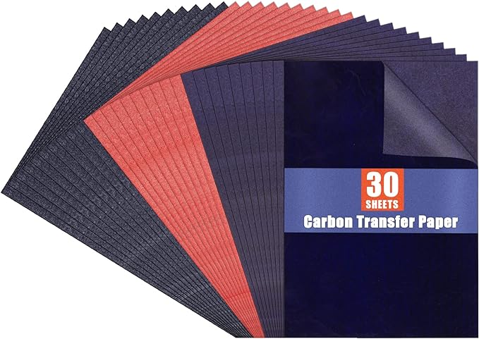 Carbon Paper for Tracing Graphite Transfer-Paper - PSLER 10 Sheets Red,10 Sheets Blue,10 Pcs Black for Tracing Drawing Patterns on Wood Projects Fabric Artist A4 Size 8.5 X 11 Inch