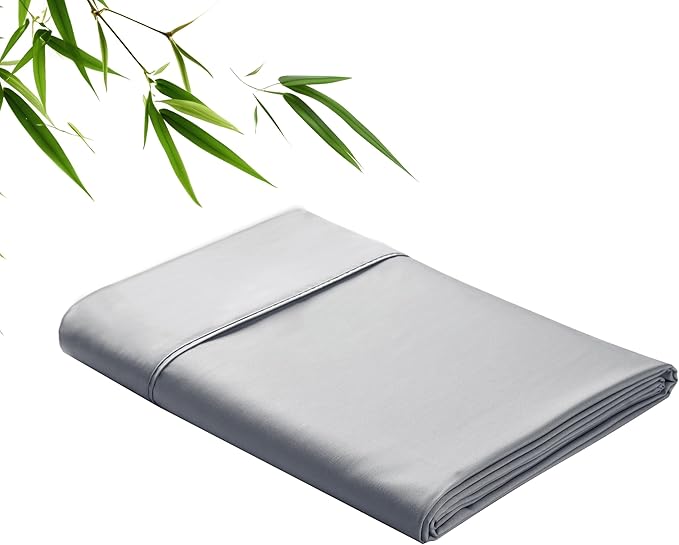 Bamboo Viscose Flat Sheets Only, 400 Thread Count Sateen Weave Twin Size Flat by ZaizaiHome