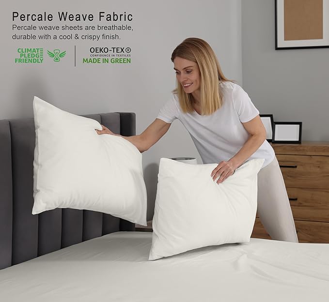 RUVANTI 100% Cotton Sheets – California King Percale Bedding, Cooling & - Image 3
