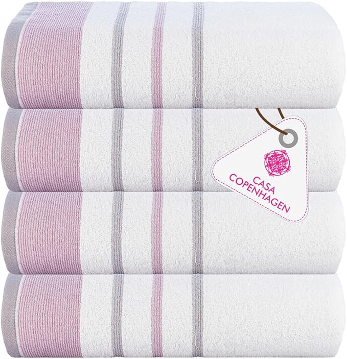 CASA COPENHAGEN White Bay 4Pcs 100% Egyptian Cotton Designer Hand Towels Gift by CASACOPENHAGEN