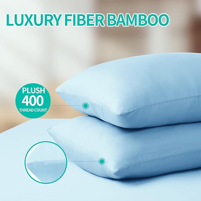 4-Pack Bamboo Viscose Zippered Pillow Cases Standard Size, 400 Thread Count - Image 6