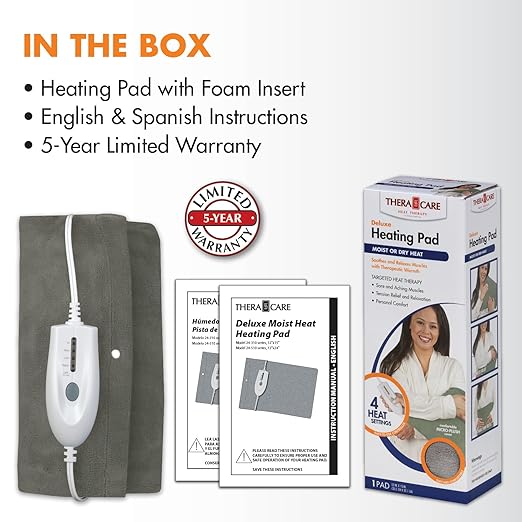 TheraCare Deluxe Heating Pad | Moist & Dry Heat | Four-Heat Settings | Sore - Image 11