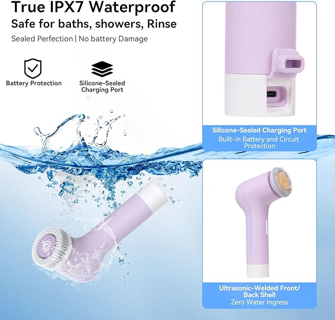 Electric Facial Cleansing Brush, Rechargeable Silicone Face Scrubber exfoliator - Image 7