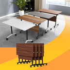 Conference Table Flip Top Mobile Conference Room Tables,Folding Conference Table with Wheels,Large Meeting Training Seminar Table Saving Space for Office Classroom(4D,47.2'')