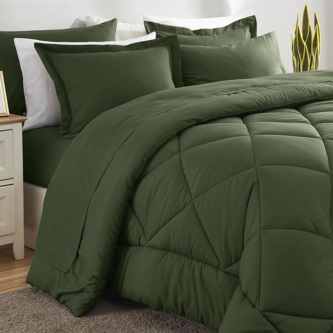 CozyLux Full Size Comforter Sets Olive Green - Image 11