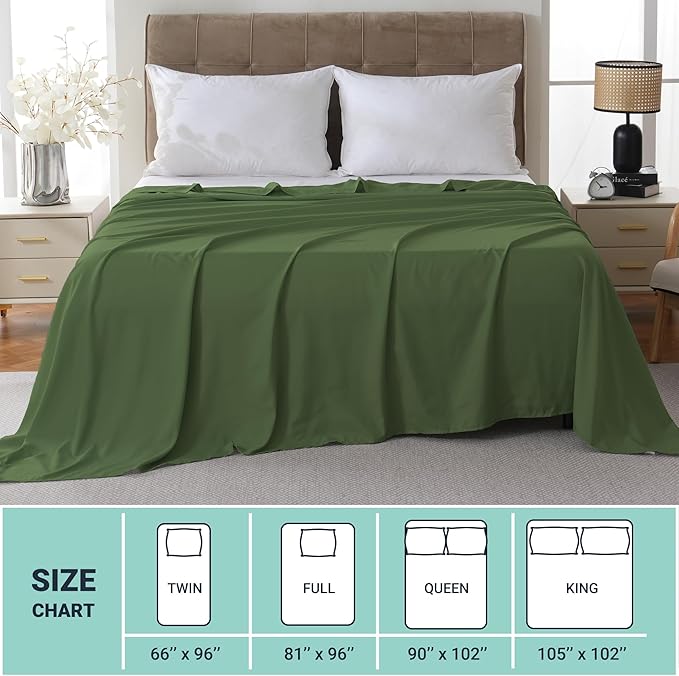 ZPECC Twin Flat Sheet Only 1 Pack, Durable Olive Green Top Bed Sheets - Image 5