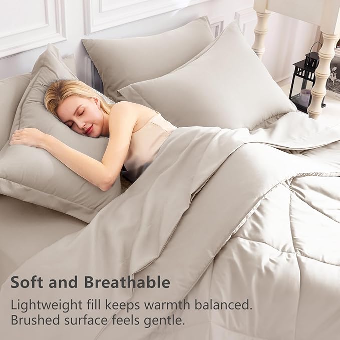 CozyLux King Size Comforter Set Linen - Image 3