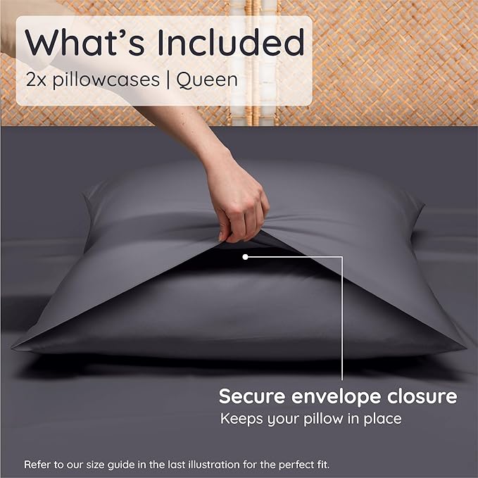 Bambaw 100% Viscose Derived from Bamboo Pillowcase Queen Size – Set of 2 - Image 2