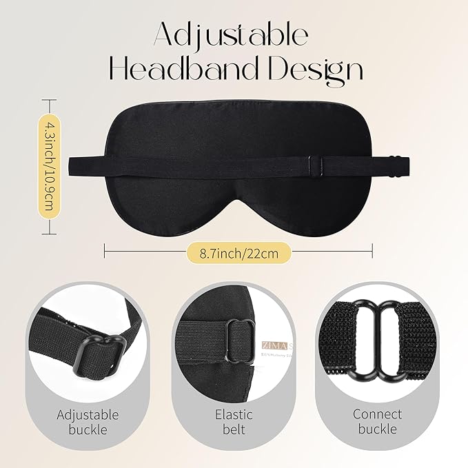 ZIMASILK 100% Natural Silk Sleep Mask Blindfold, Adjustable Super-Smooth Soft - Image 4