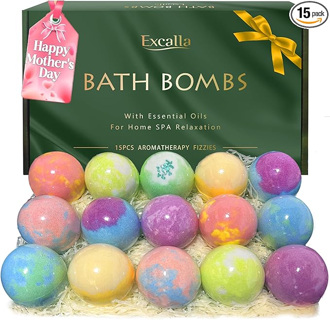 Bath Bombs for Women Gift Set, Shea & Coco Butter Dry Skin Moisturize, SPA by Excalla