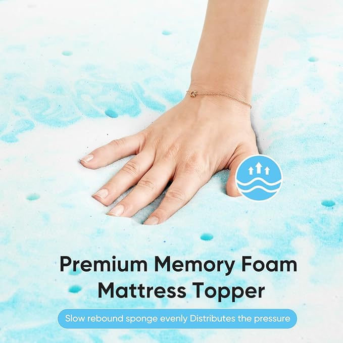 OLIXIS Gel Memory Foam Mattress Topper, Cal King 4 Inch, Cooling Gel Infused - Image 5