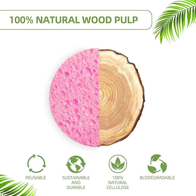 50-Count Compressed Facial Sponges|Kickleen 100% Natural Cellulose Cosmetic Spa - Image 7