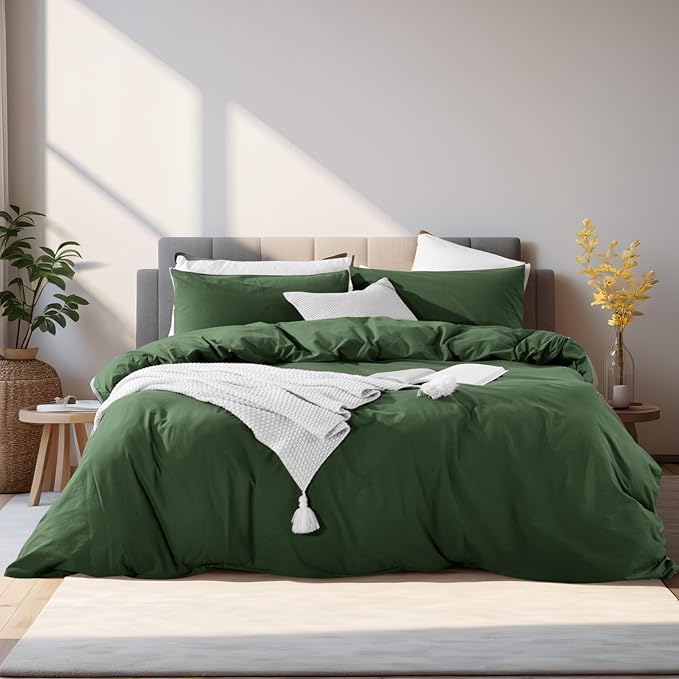 NEXHOME PRO Duvet Cover Set Queen Size Linen Feel Textured Organic Natural 100% - Image 2