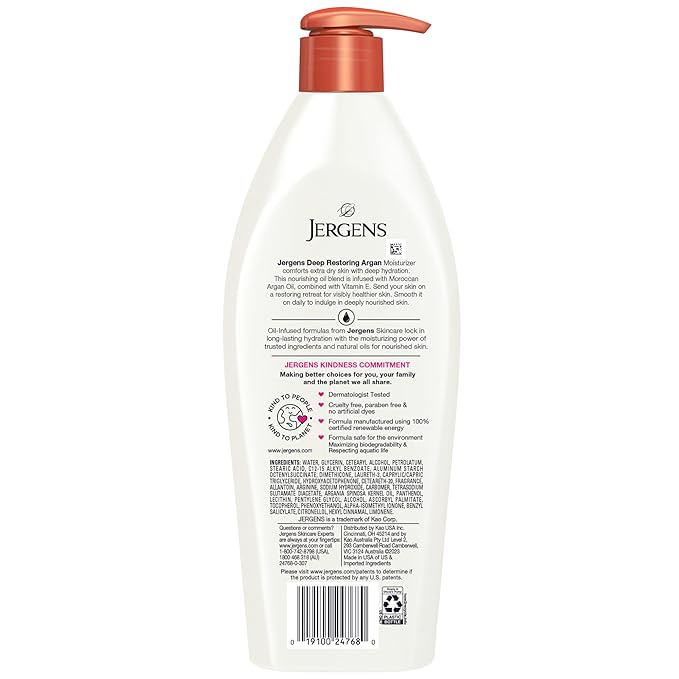 Jergens Deep Restoring Argan Oil Moisturizer, Soothing Body and Hand Lotion - Image 8
