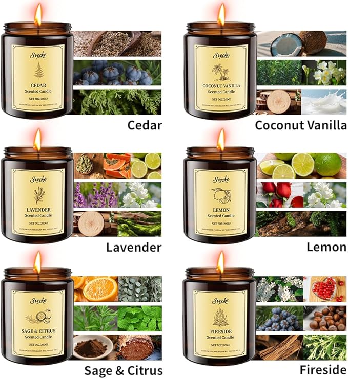 6 Pack 42oz Fall Scented Candles, Soy Wax Candles - Image 3