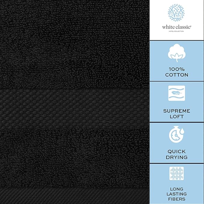 White Classic Luxury Black Bath Towels Extra Large | 100% Soft Cotton 700 GSM - Image 7