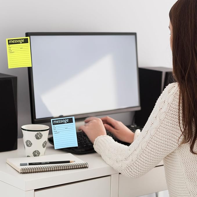 9Pack Phone Message Pads for Office, 4 x 5 Inch Self-Stick Note Pads, While You were Out Message Pad Neon Sticky Notes, Urgent Sticky Note for Work Call, Office Supplies, 50 Sheets/Pack (Style-B)