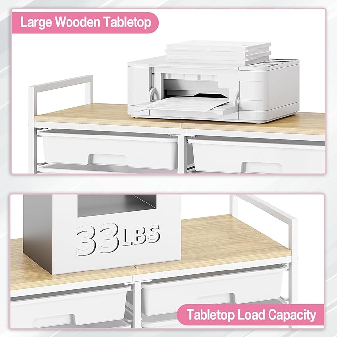 Rolling Storage Cart with 12 Drawers, Wooden Tabletop Utility Cart for Craft Storage, Art Supply Storage & Home Office Organization, Teacher Cart with Wheels for Classroom Organization, School