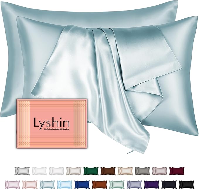 Silk Pillow Cases 2 Pack Queen Size by LYSHINSILKPILLOWCASES