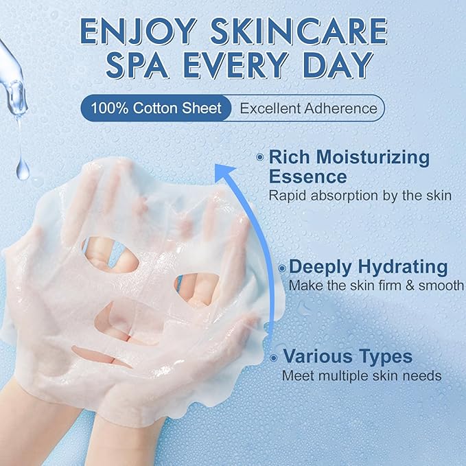 KONEUK 28 Pack Sheet Face Masks Skincare, Hydrating Face Masks Suitable - Image 2