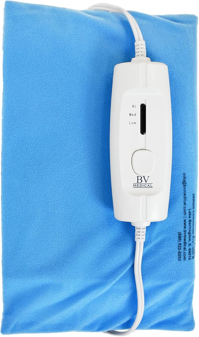 Heating Pad with Three Heat Settings W/No Auto Shut Off/12" X 24" by BVMedical