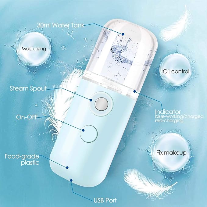 GIVERARE Nano Facial Steamer, Handy Mini Mister, USB Rechargeable Mist Sprayer - Image 4