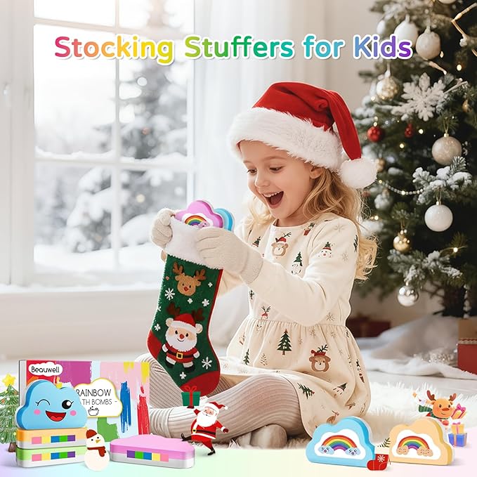 Rainbow Bath Bombs for Kids, Handmade 8 Pcs Kid Bath Bombs Gift Set, Easter - Image 6