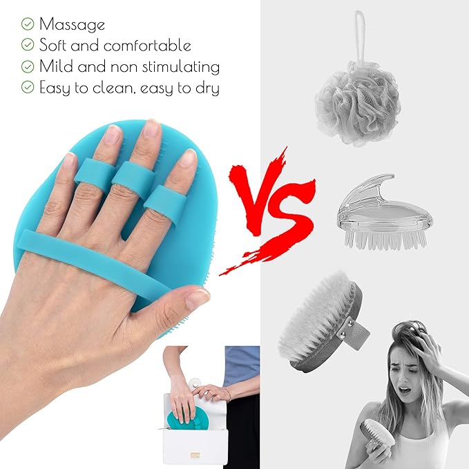 2 Pack Soft Silicone Shower Brush, Body & Face & Short Hair Wash, Bath - Image 4