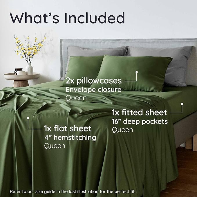 Bambaw 100% Viscose Derived from Bamboo Sheets Queen Size Set – 4pcs Cooling - Image 2