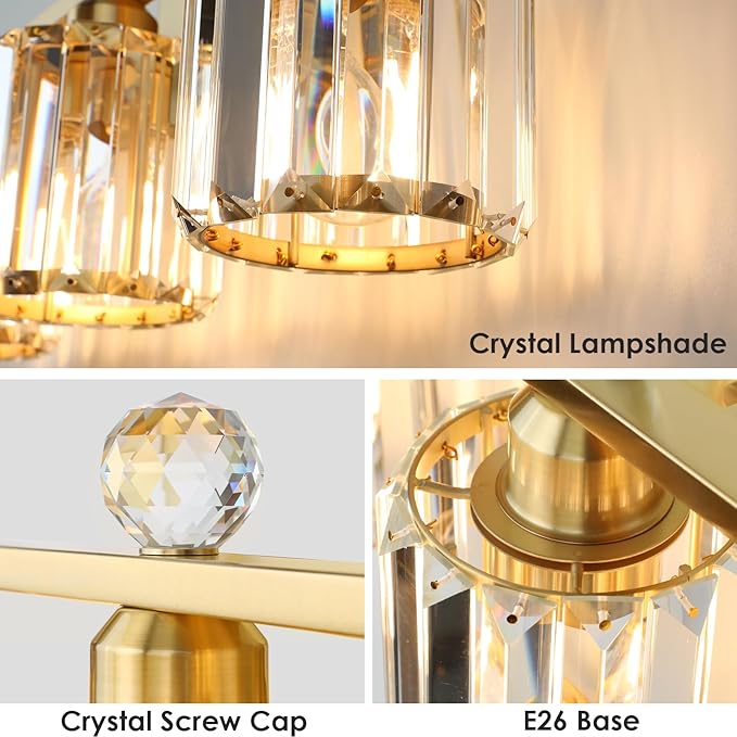 3-Light Gold Bathroom Light Fixtures, Modern Bathroom Vanity Lights Fixture - Image 4