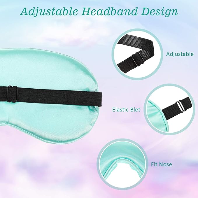 BBTO 4 Pcs Silk Sleep Eye Masks Smooth Soft Satin Eye Covers - Image 4