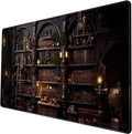 Black Vintage Gothic Desk Mat Black Dark Academia Desk Pad Medieval Bookshelf Large Flower Mouse Pad XXL Plant Mousepad Extended Laptop Computer Keyboard Mat Office Desk Decor 31.5x15.8 in