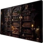 Black Vintage Gothic Desk Mat Black Dark Academia Desk Pad Medieval Bookshelf Large Flower Mouse Pad XXL Plant Mousepad Extended Laptop Computer Keyboard Mat Office Desk Decor 31.5x15.8 in