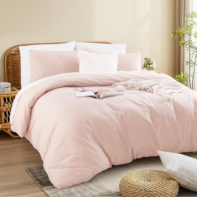 NEXHOME PRO Duvet Cover Set Queen Size Linen Look Textured Organic Natural 100% - Image 4