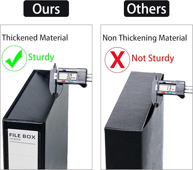 URbantin 6 Pack Foldable Plastic Box Files A4 with Metal Clip,65mm Spine,Document Archive Folders for Office（Black）