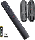 Presentation Clicker with Case,Wireless Presenter Remote with Laser Pointer Hyperlink & Volume Remote Control PowerPoint Office Presentation Clicker for Keynote/PPT/Mac/PC/Laptop(Battery Included)