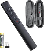 Presentation Clicker with Case,Wireless Presenter Remote with Laser Pointer Hyperlink & Volume Remote Control PowerPoint Office Presentation Clicker for Keynote/PPT/Mac/PC/Laptop(Battery Included)
