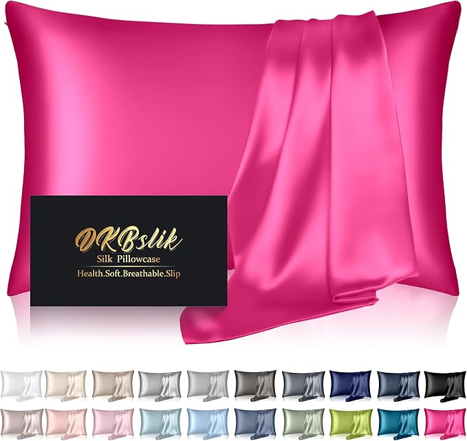 Silk Pillowcase for Hair and Skin, Mulberry Silk Pillow Cases Standard Size by HOME