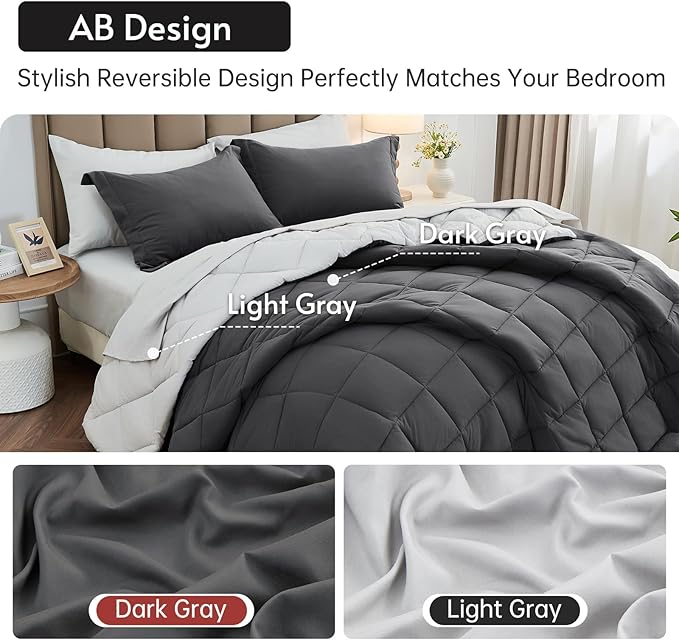 MUXHOMO 5 Pieces Twin Comforter Set, Reversible Bed in a Bag Twin Size - Image 3