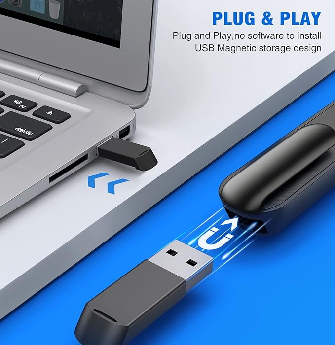 DINOSTRIKE Wireless Presenter Remote with Air Mouse Control, Rechargeable USB A&C Presentation Clicker PPT Pointer RF 2.4GhZ PowerPoint Clicker Slide Advancer for Computer Laptop Mac