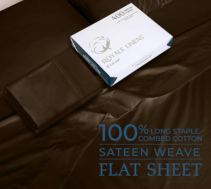 Royale linen 400 Thread Count 100% American Grown Cotton Flat Sheet - Image 2