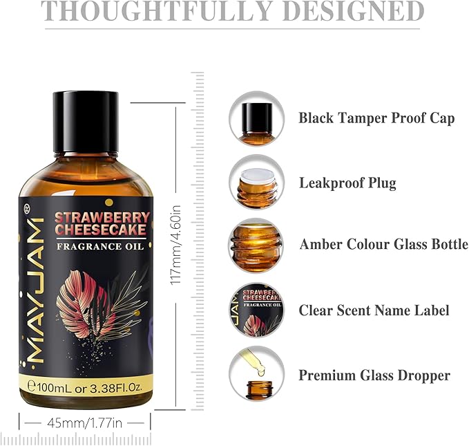 Strawberry Cheesecake Fragrance Oil Essential Oil, MAYJAM 3.38FL.OZ Strawberry - Image 8