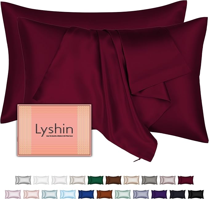 Silk Pillow Cases 2 Pack Standard Size by LYSHINSILKPILLOWCASES