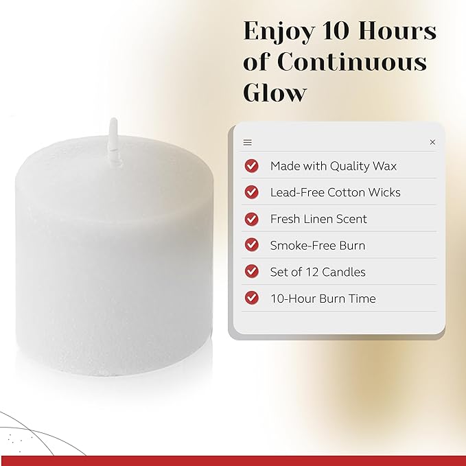 Fresh Linen Scented Votive Candles, Scented 10 Hour Burn Time - Image 3