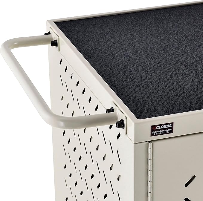 Global Industrial Mobile Storage & Charging Cart, 24 Laptop & Chromebook Device Capacity, Putty, Assembled, Laptop and Tablet Storage and Charging Cart