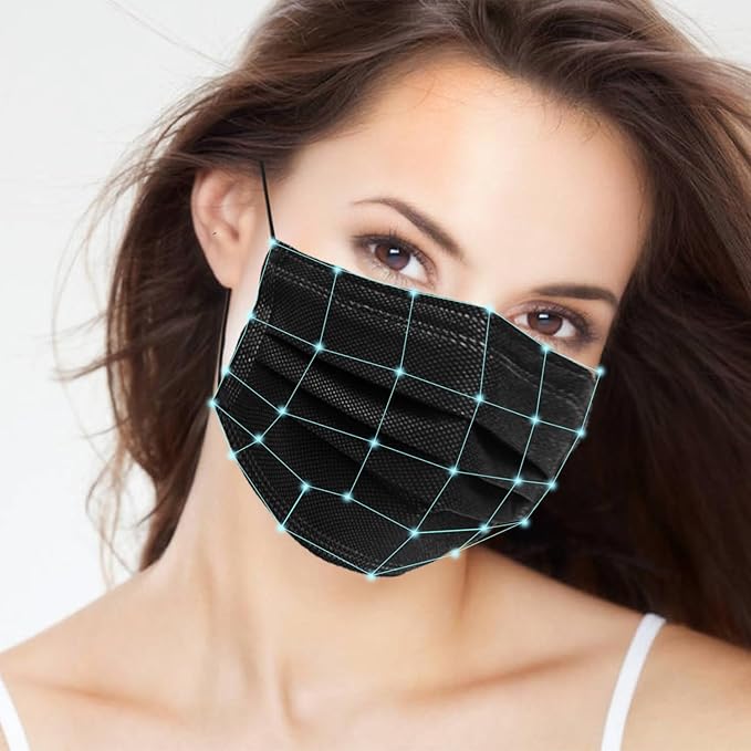 100Pcs Black Disposable Face Mask, 3 Ply Black Face Masks - Image 4