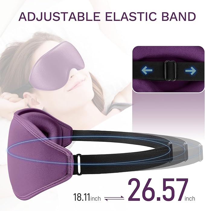 FlyCoco 99% Fully Block Out Light Eye Sleep Mask, 3D Deep Contoured Eyes Cover - Image 6